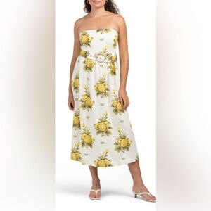 Tahari Women’s Linen Blend Pineapple Strap or Strapless Lined Sundress. Sz 8 NWT